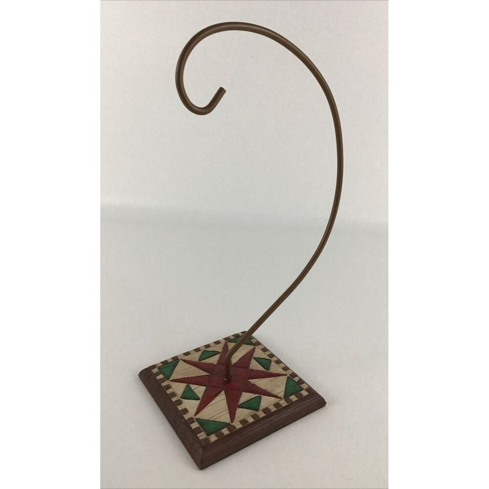 Jim Shore Ornament Holder ‘Square Quilt’ #105184 Patchwork Red Green 2002 New - Picture 3 of 9
